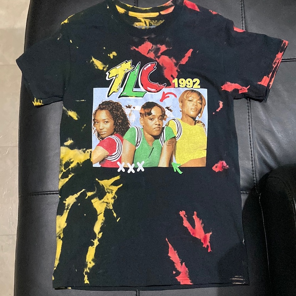 TLC 1992 90s Acid Wash / Tye Dye CUSTOM 1 of 1 T-Shirt - Size Small